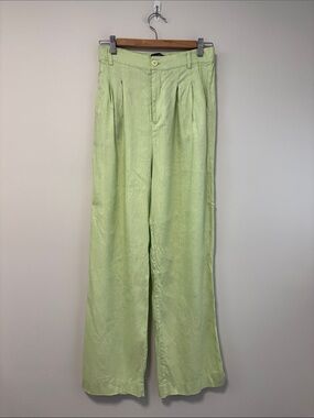 Central Park West Lime Green Wide-Leg Trousers